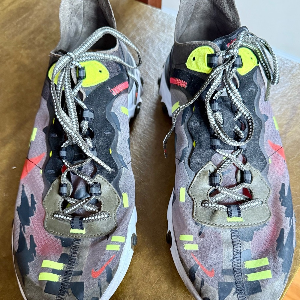 Gray and Yellow Athletic Sneakers with Chunky Design